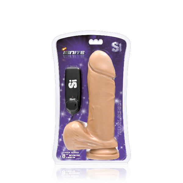 Thick Vibrating Cock w/ Balls and Suction 8in  - Club X