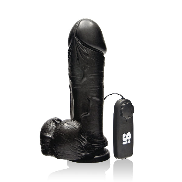 Thick Vibrating Cock w/ Balls and Suction 8in  - Club X