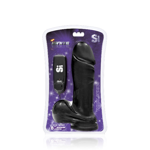 Thick Vibrating Cock w/ Balls and Suction 8in  - Club X