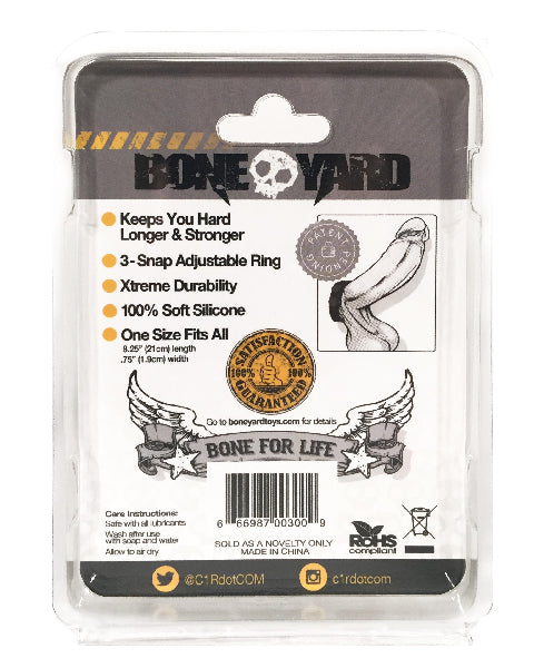 Boneyard Silicone Cock Strap - 3 Snap Ring - Black  - Club X
