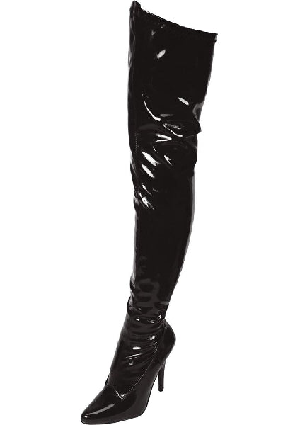 Black Pointed Toe Thigh High Boot 5in Heel Size 9 Default Title - Club X