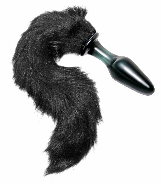 Midnight Fox Glass Anal Plug with Tail  - Club X