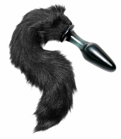 Midnight Fox Glass Anal Plug with Tail  - Club X