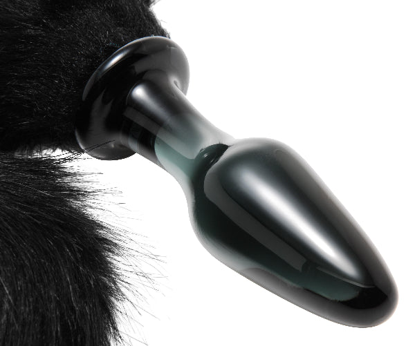 Midnight Fox Glass Anal Plug with Tail  - Club X