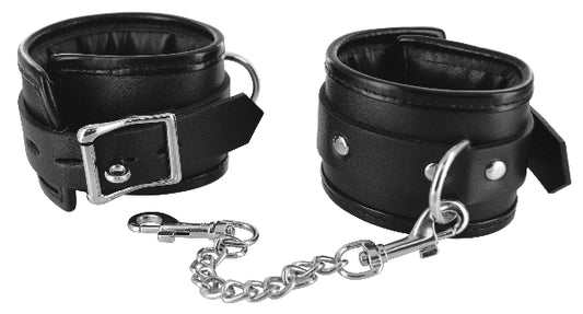 Locking Padded Wrist Cuffs With Chain  - Club X