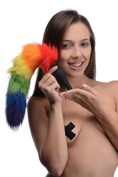 Rainbow Tail Silicone Butt Plug  - Club X