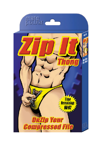 Zip It Thong Novelty Underwear Black  - Club X