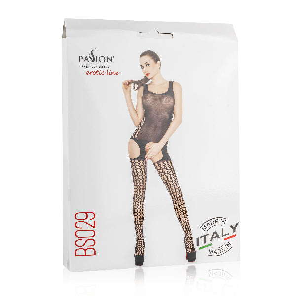 Bodystocking Black With Suspenders Effect One Size  - Club X