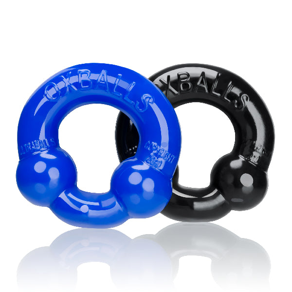 Ultraballs 2 Pack Cockring Black And Police Blue  - Club X