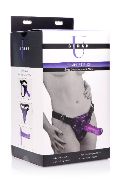 Comfort Ride Strap On Harness With Purple Dildo  - Club X