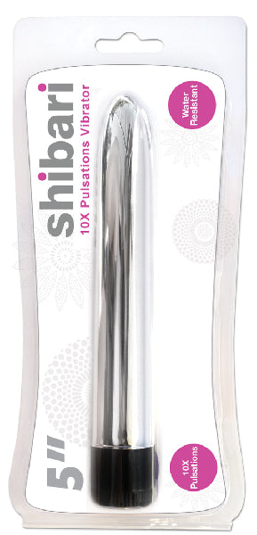Shibari 10X Pulsations Vibrator 5in Silver  - Club X