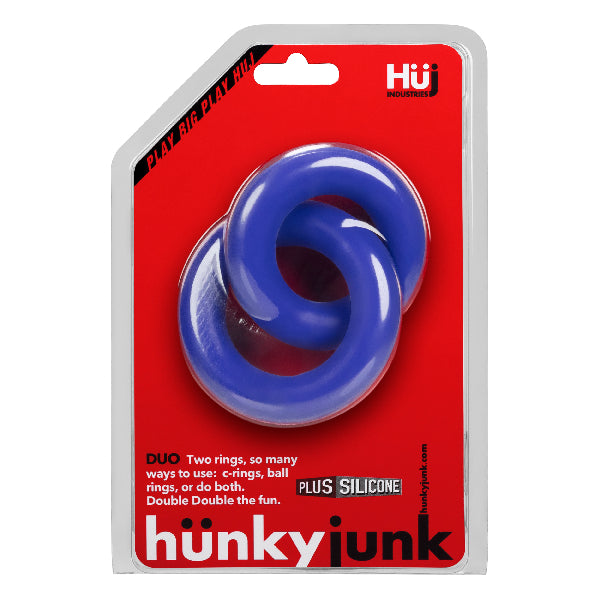 DUO Linked Cock/Ball Rings by Hunkyjunk Cobalt  - Club X