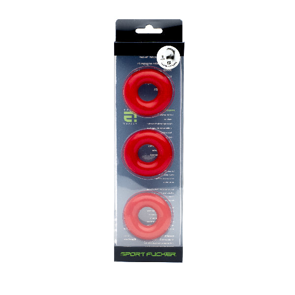 Sport Fucker Chubby Cockring 3 Pack Red  - Club X