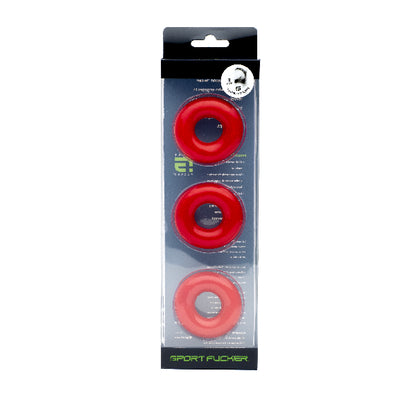 Sport Fucker Chubby Cockring 3 Pack Red  - Club X