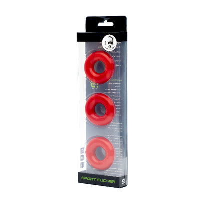 Sport Fucker Chubby Cockring 3 Pack Red  - Club X