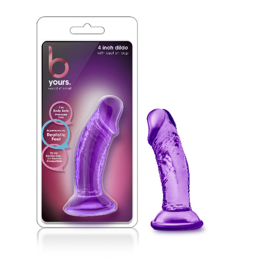 B Yours Sweet N Small  Dildo with Suction Cup 4in Purple  - Club X