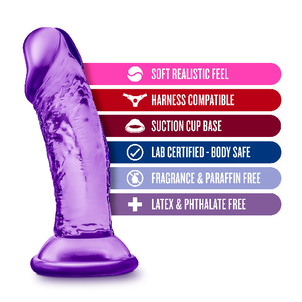 B Yours Sweet N Small  Dildo With Suction Cup 4In Purple  - Club X