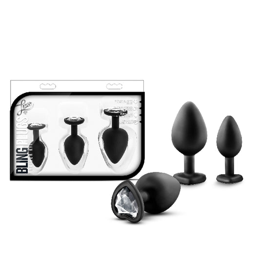 Luxe Bling Plugs Training Kit Black With White Gems  - ClubX