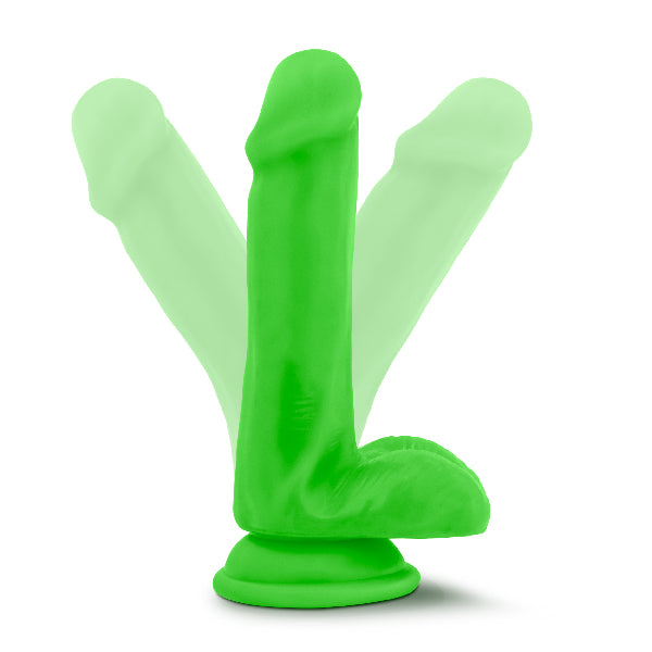 Neo Elite 6in Silicone Dual Density Cock with Balls Neon Green  - Club X