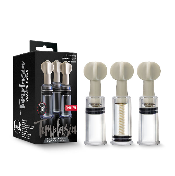 Temptasia Clit And Nipple Twist Suckers Set of 3 Clear  - Club X