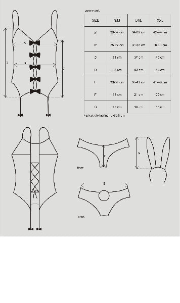 Bunny Suit 4 Pc Costume Size Large/Extra Large  - Club X