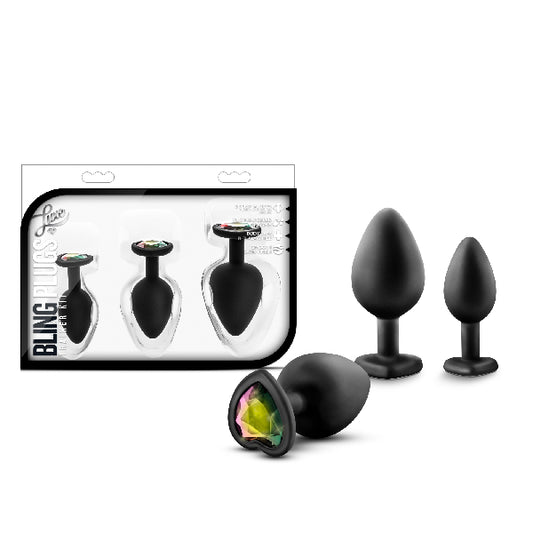 Luxe Bling Plugs Training Kit Black With Rainbow Gems  - Club X