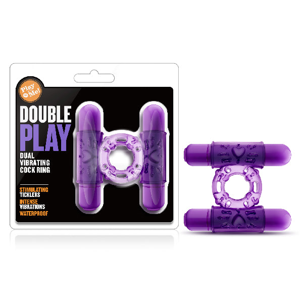 Play With Me Double Play Dual Vibrating Cock Ring Purple  - Club X