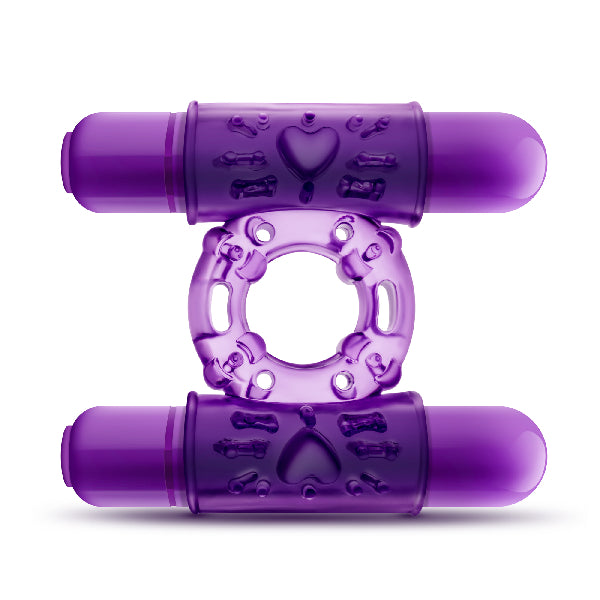 Play With Me Double Play Dual Vibrating Cock Ring Purple  - Club X