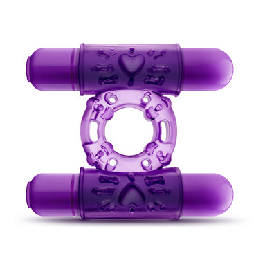 Play With Me Double Play Dual Vibrating Cock Ring Purple  - ClubX