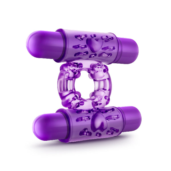 Play With Me Double Play Dual Vibrating Cock Ring Purple  - Club X