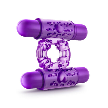 Play With Me Double Play Dual Vibrating Cock Ring Purple  - Club X