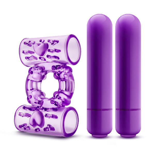 Play With Me Double Play Dual Vibrating Cock Ring Purple  - Club X