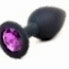 Black Silicone Anal Plug Small W/ Purple Diamond Black  - Club X