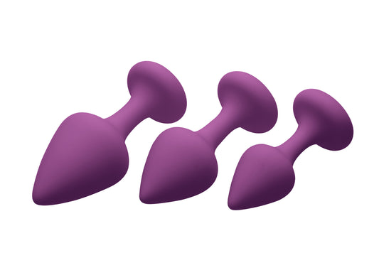 Purple Pleasures 3 Piece Silicone Anal Plugs  - ClubX