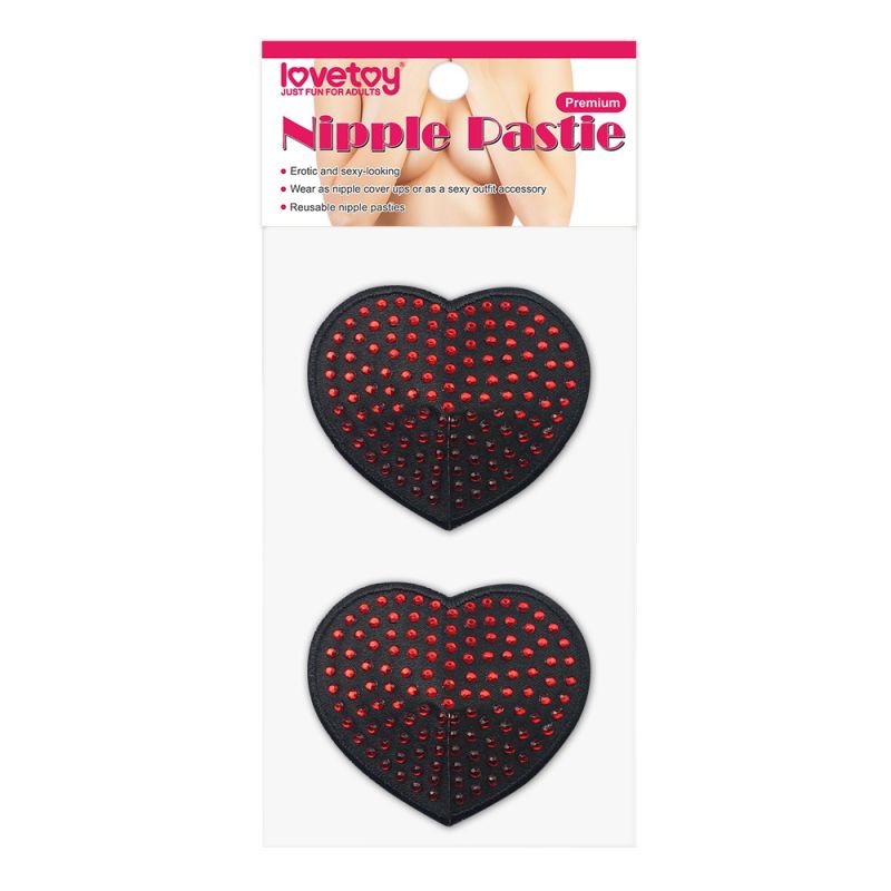 Reusable Red Diamond Heart Nipple Pasties  - Club X