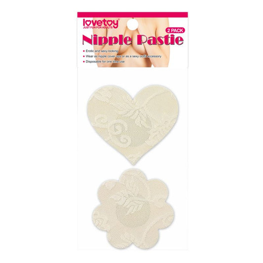 Lace Heart And Flower Nipple Pasties Twin Pack Nude - Club X