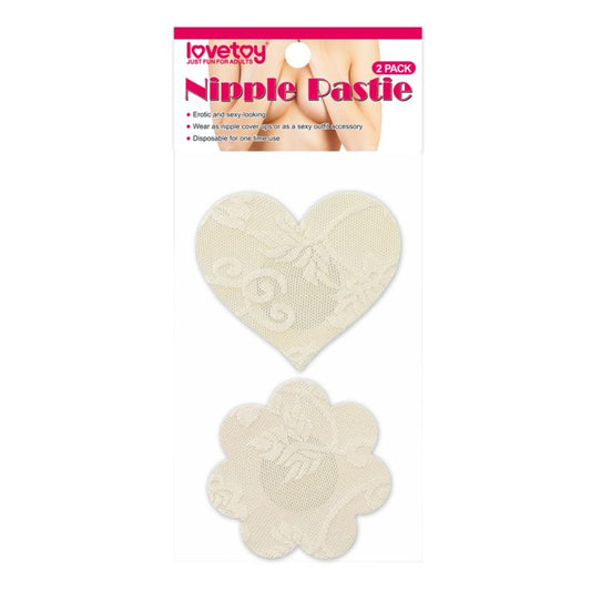 Lace Heart and Flower Nipple Pasties Twin Pack Nude - Club X