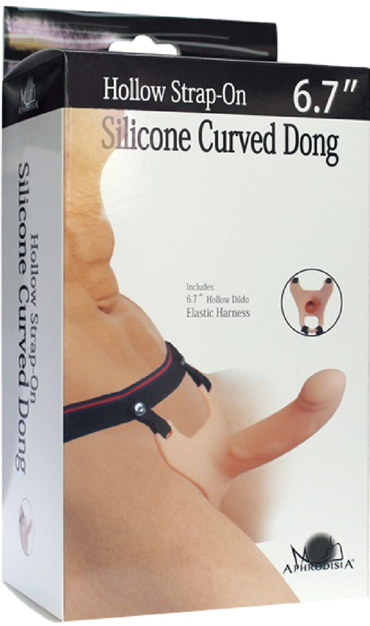 Silicone Curved 6.7" Dong Hollow Strap-On (Flesh) Default Title - Club X