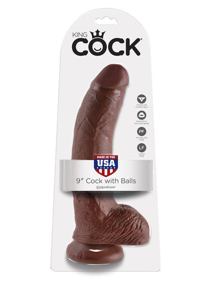 King Cock - 9 In. Cock With Balls Brown - Club X