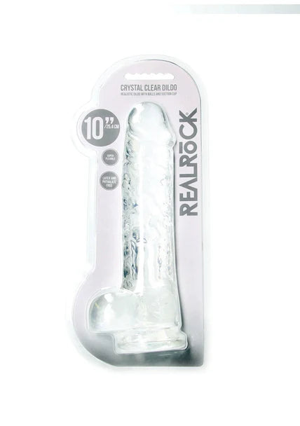 Realrock Realistic Dildo With Balls 10" / 25.4 Cm Transparent  - Club X