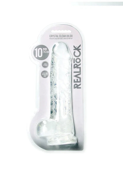 Realrock Realistic Dildo With Balls 10" / 25.4 cm Transparent  - Club X