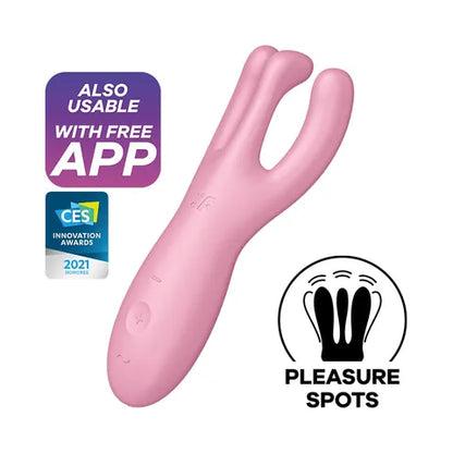 Satisfyer Threesome 4 App Control Stimulator - Pink Pink - Club X