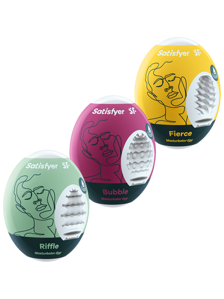 Satisfyer Masturbator Eggs Set Of 3 Riffle Bubble Fierce  - Club X