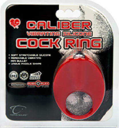 Caliber Vibrating Silicone Cock Ring (Red)  - Club X