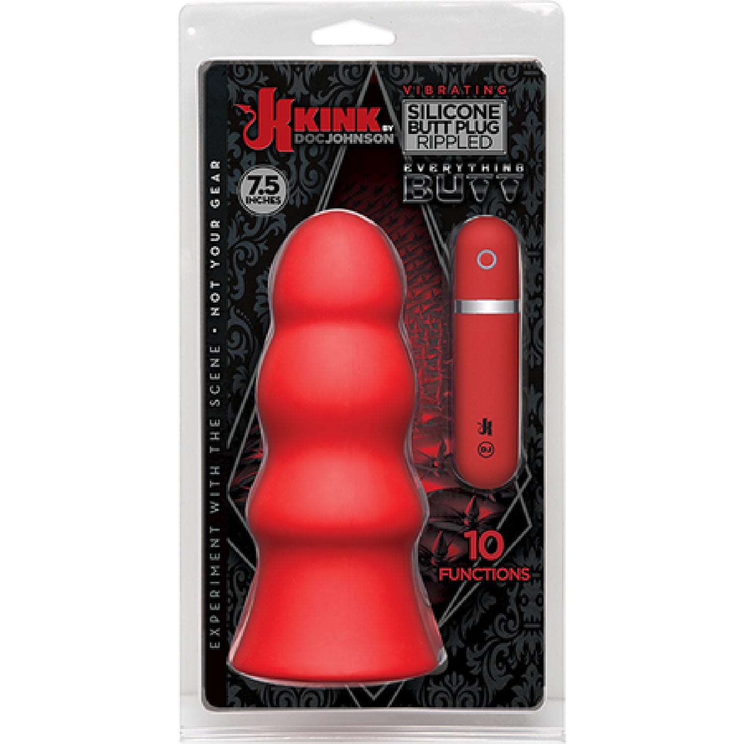 Vibrating Silicone Butt Plug - Rippled 7.5" (Red) Default Title - Club X