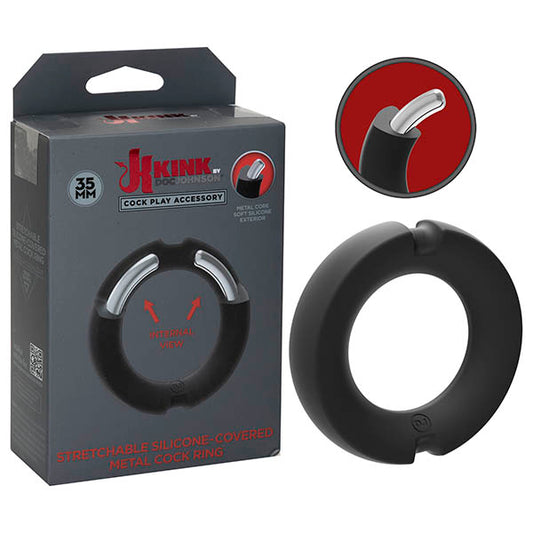 Kink Hybrid Silicone Covered Metal Cock Ring  - Club X