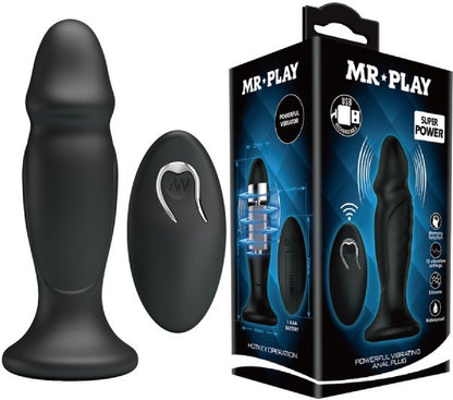 Mr Play Powerful Vibrating Anal Plug (Black) - Club X