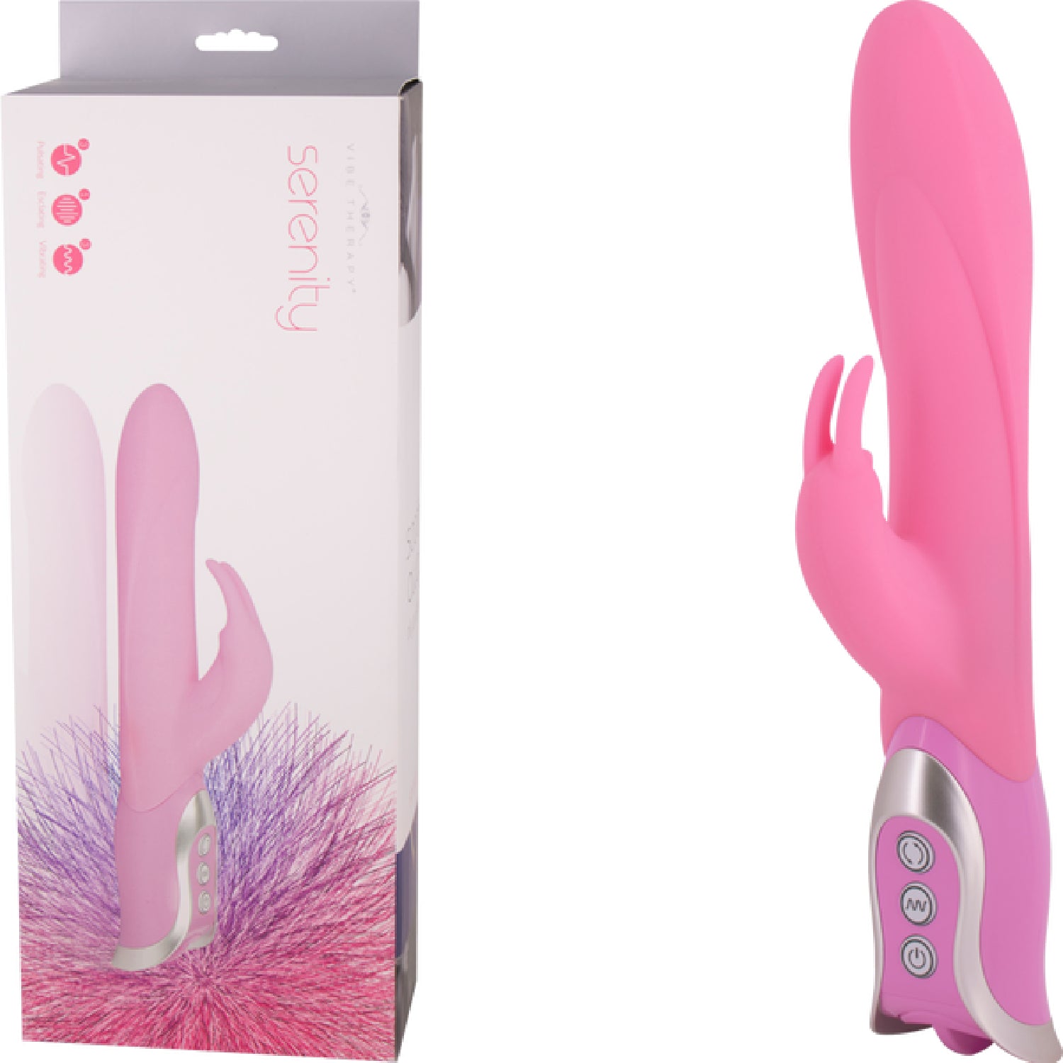 Serenity Fluted Head And Extended Clitoral Stimulator Rabbit Vibrator (Pink)  - Club X