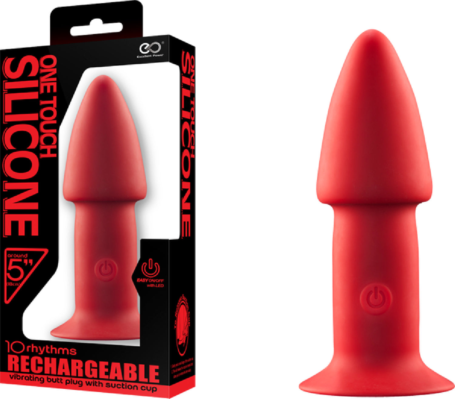 5" One Touch Silicone Rechargeable Butt Plug  - Club X