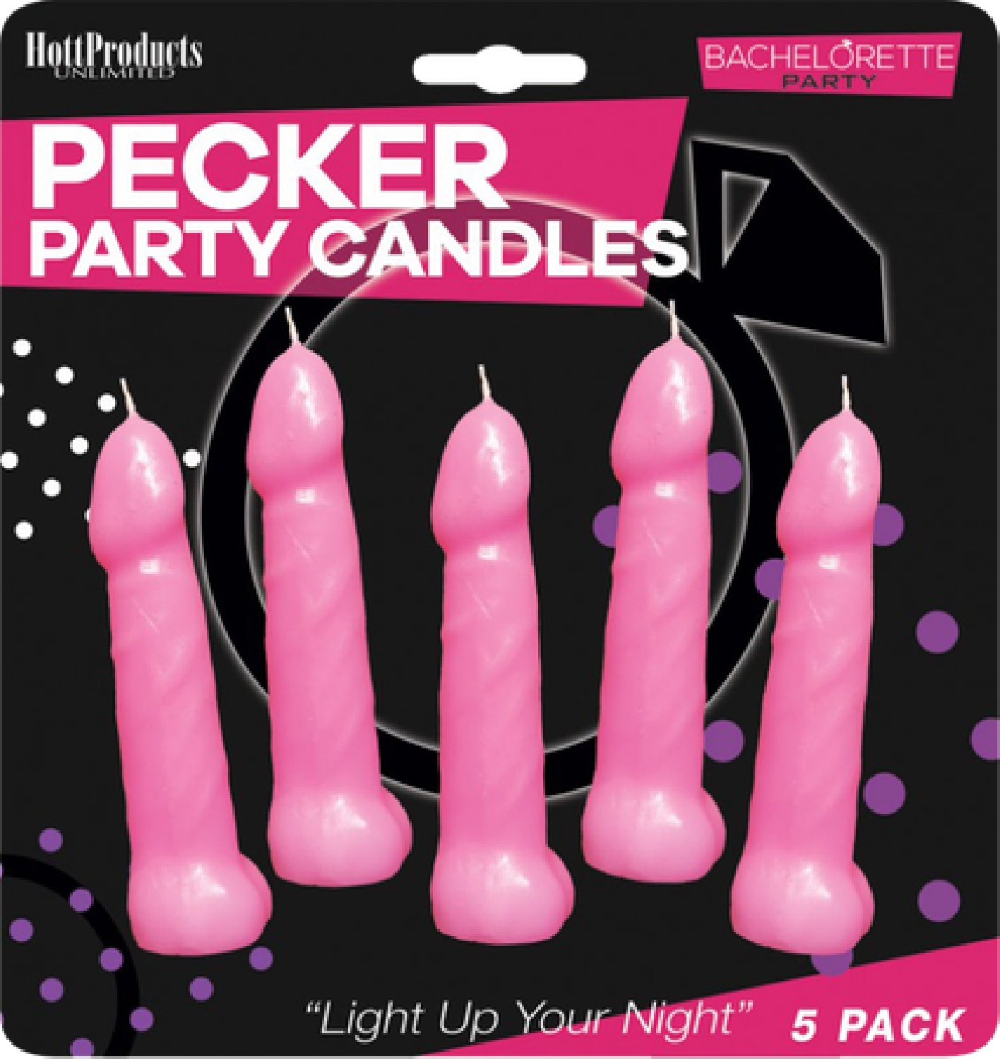 Bachelorette Pecker Party Pink Candles 5Pk  - Club X